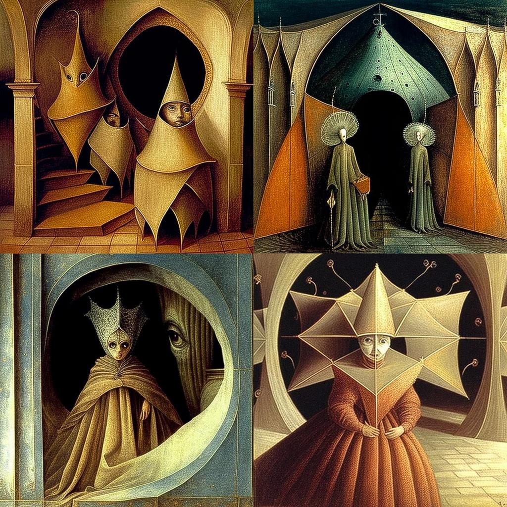 Remedios Varo style, Midjourney V4, render 1 of 4