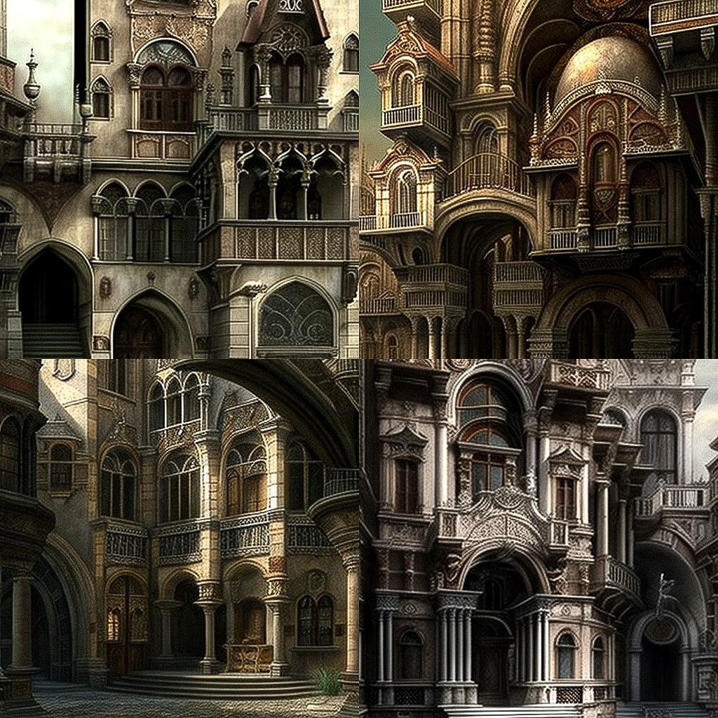 Renaissance architecture style, Midjourney V4, render 1 of 4