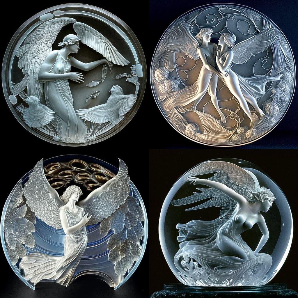 Rene Lalique style, Midjourney V4, render 1 of 4