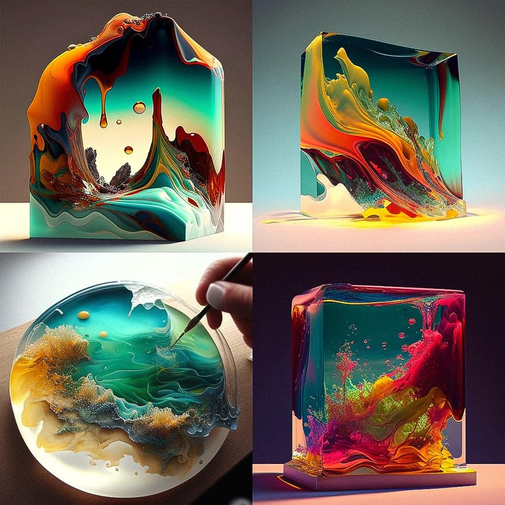 Resin art style, Midjourney V4, render 1 of 4