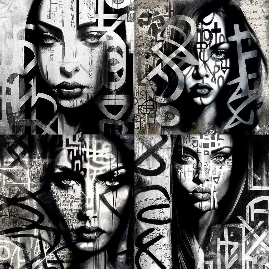 Retna style, Midjourney V4, render 1 of 4