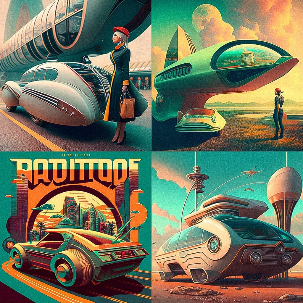 Retrofuturism style, Midjourney V4, render 1 of 4