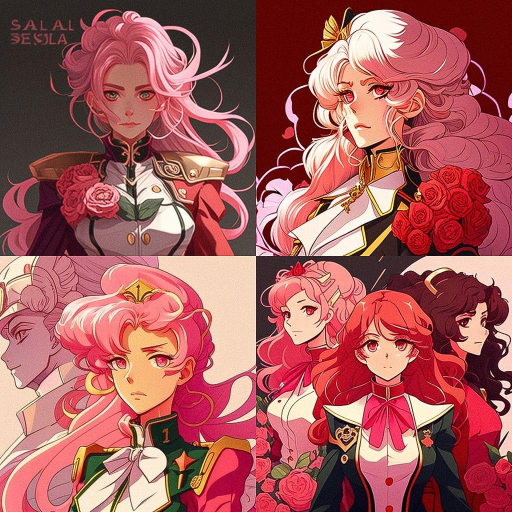 Revolutionary Girl Utena style, Midjourney V4, render 1 of 4