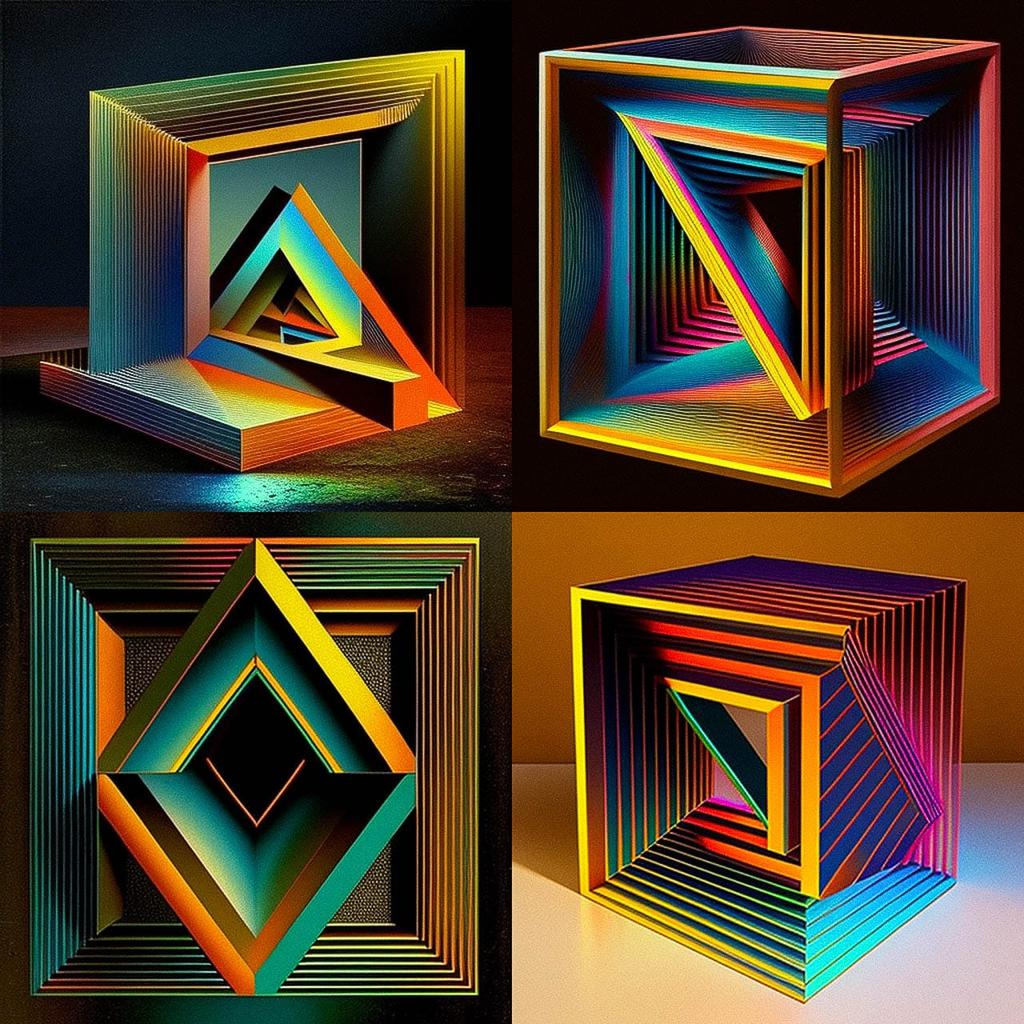 Richard Anuszkiewicz style, Midjourney V4, render 1 of 4