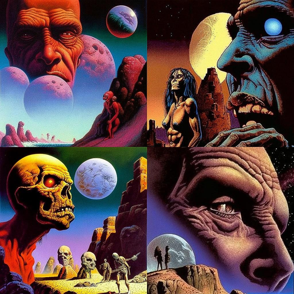 Richard Corben style, Midjourney V4, render 1 of 4