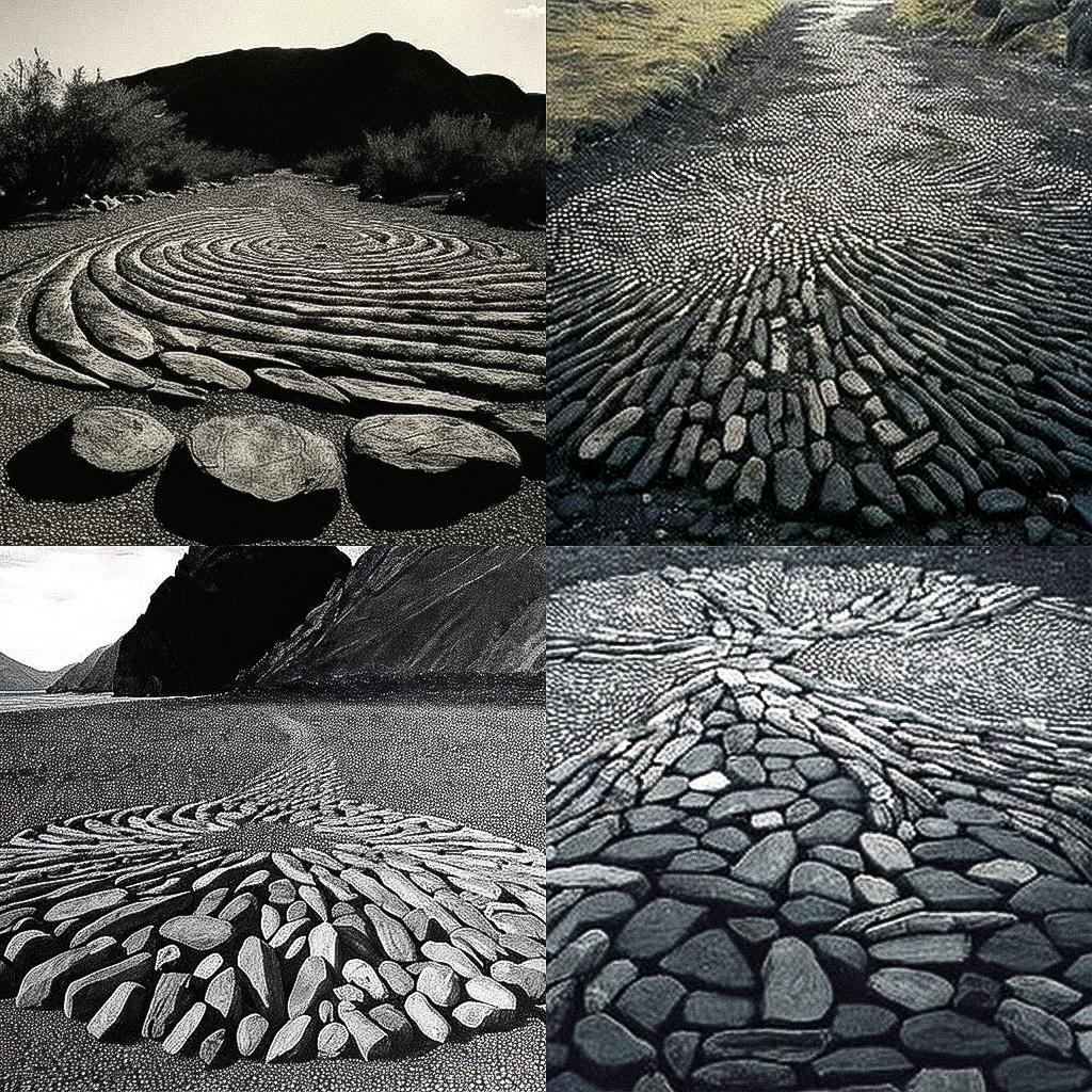 Richard Long style, Midjourney V4, render 1 of 4