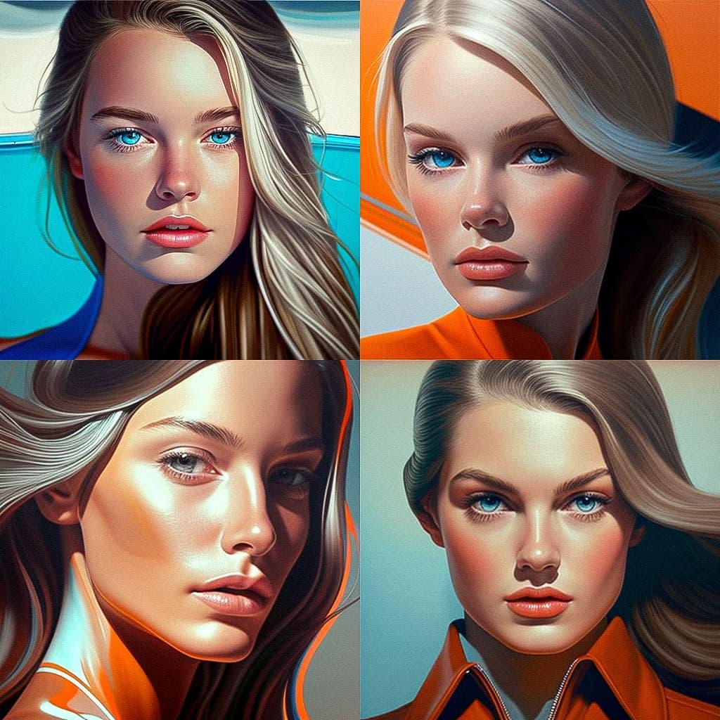 Richard Phillips style, Midjourney V4, render 1 of 4
