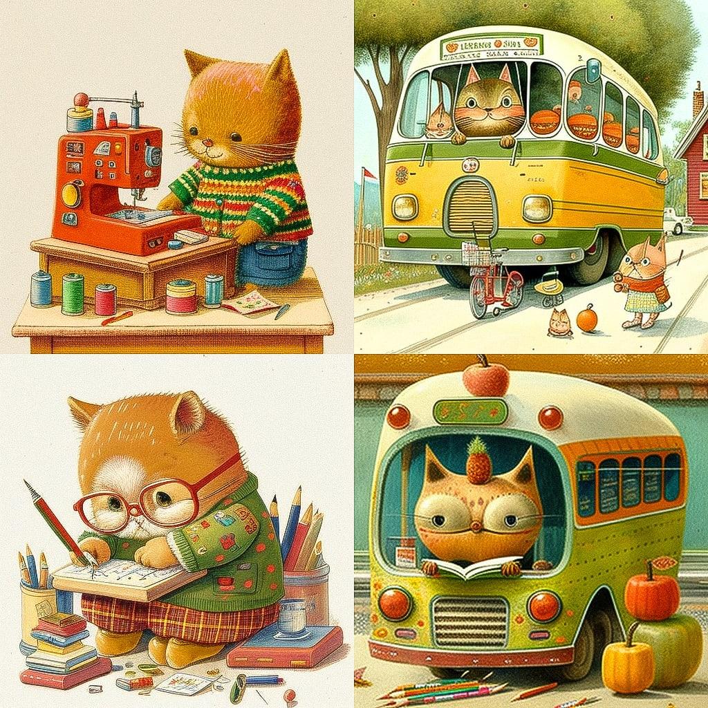 Richard Scarry style, Midjourney V4, render 1 of 4
