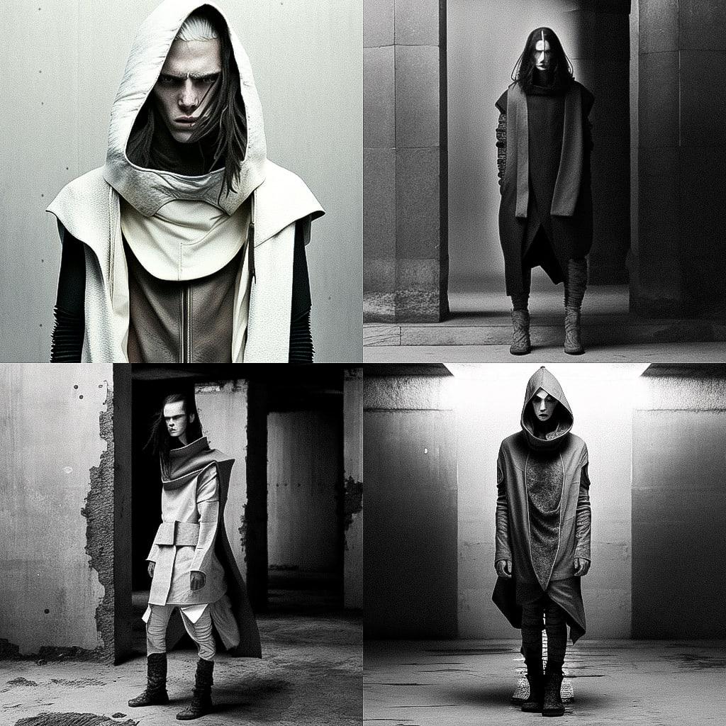 Rick Owens style, Midjourney V4, render 1 of 4