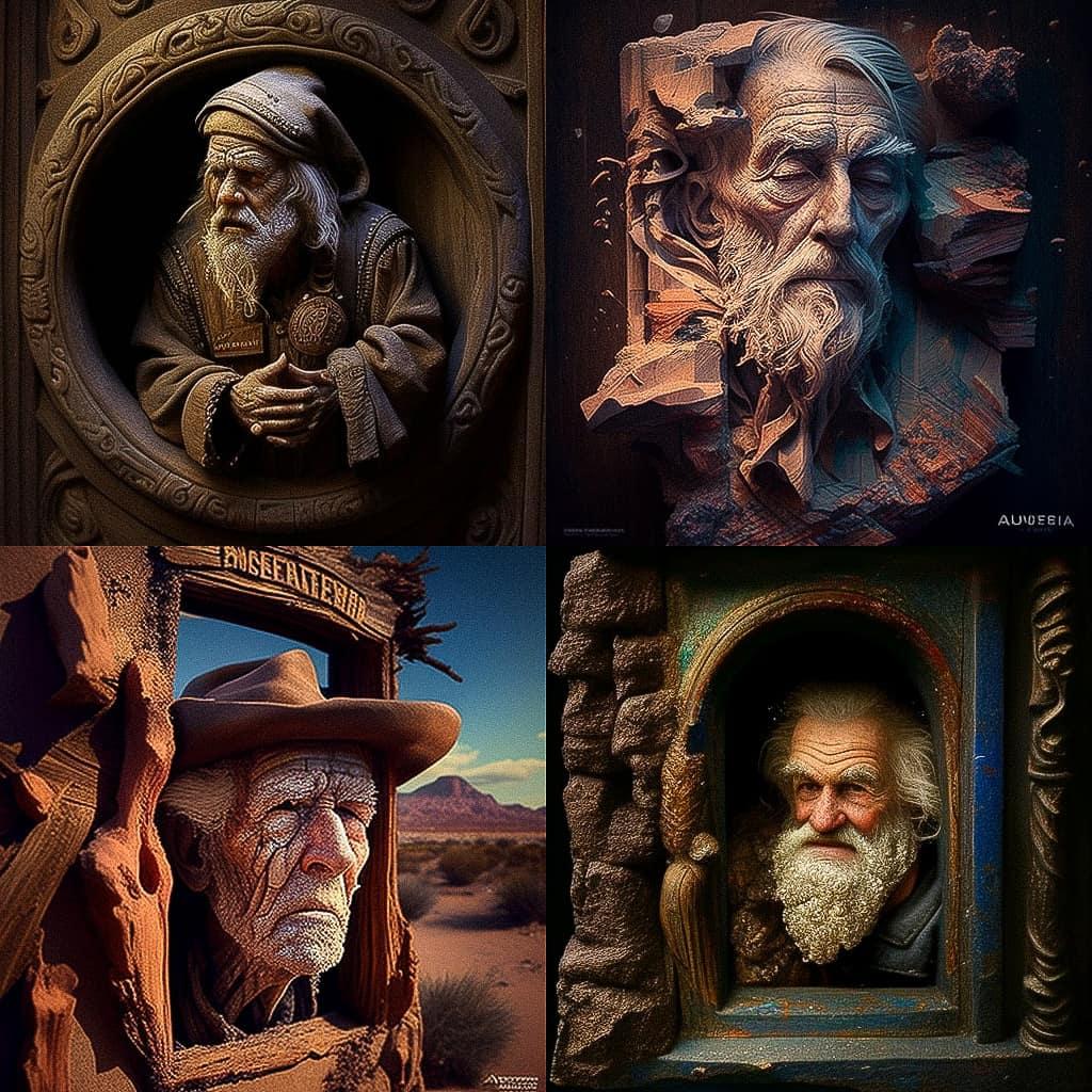 Robert Arneson style, Midjourney V4, render 1 of 4
