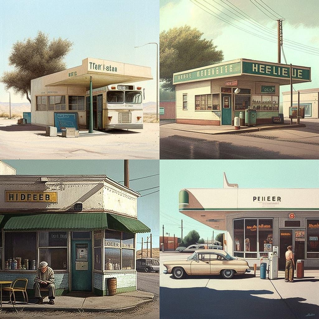 Robert Bechtle style, Midjourney V4, render 1 of 4