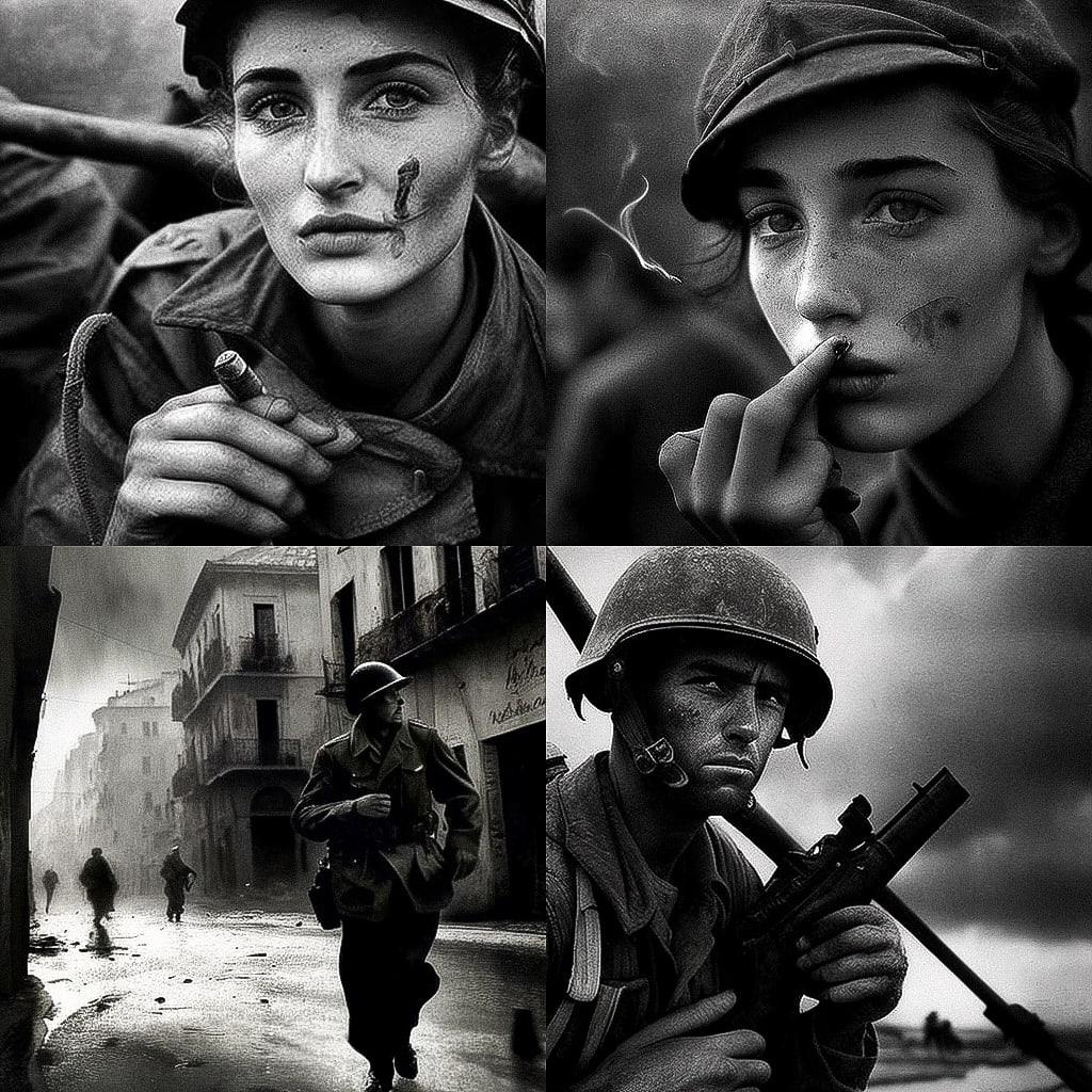 Robert Capa style, Midjourney V4, render 1 of 4