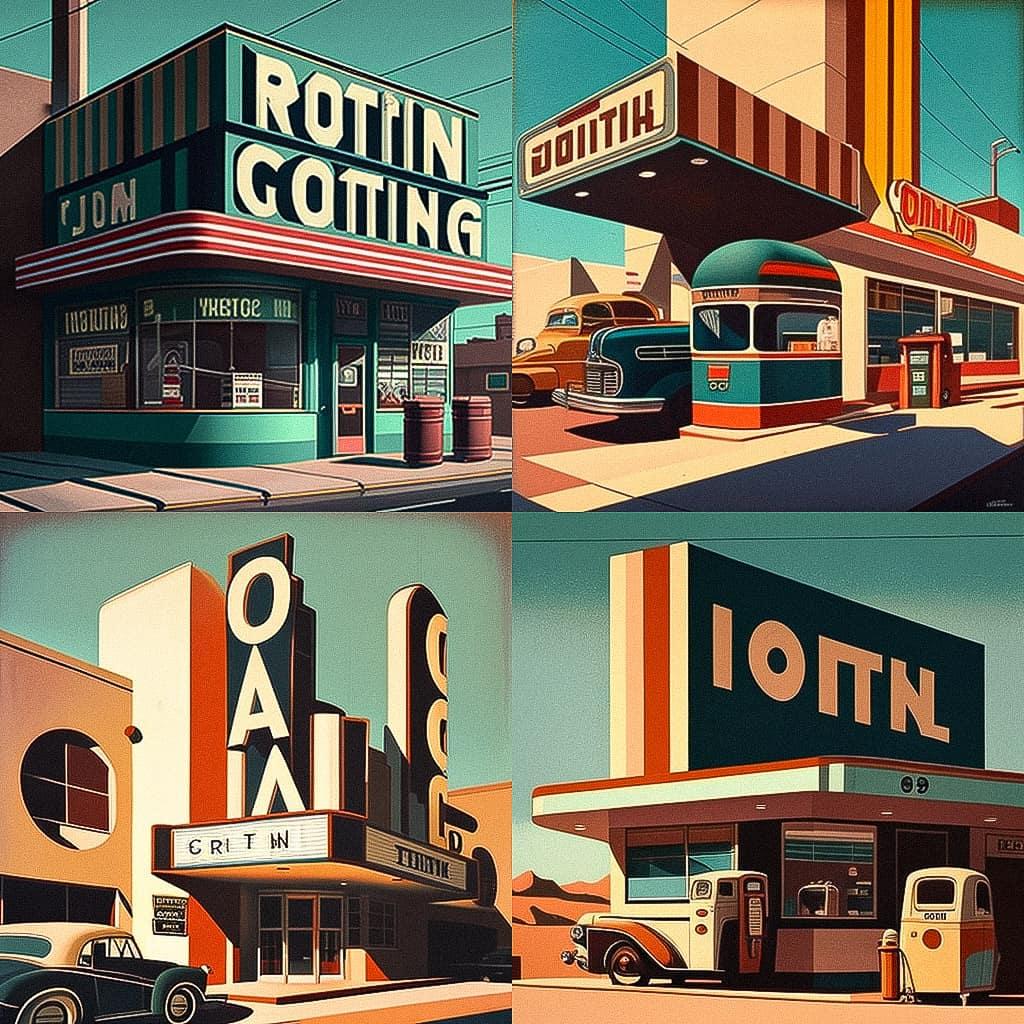 Robert Cottingham style, Midjourney V4, render 1 of 4