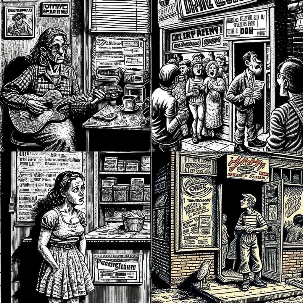 Robert Crumb style, Midjourney V4, render 1 of 4