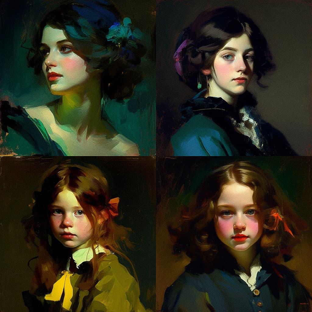 Robert Henri style, Midjourney V4, render 1 of 4