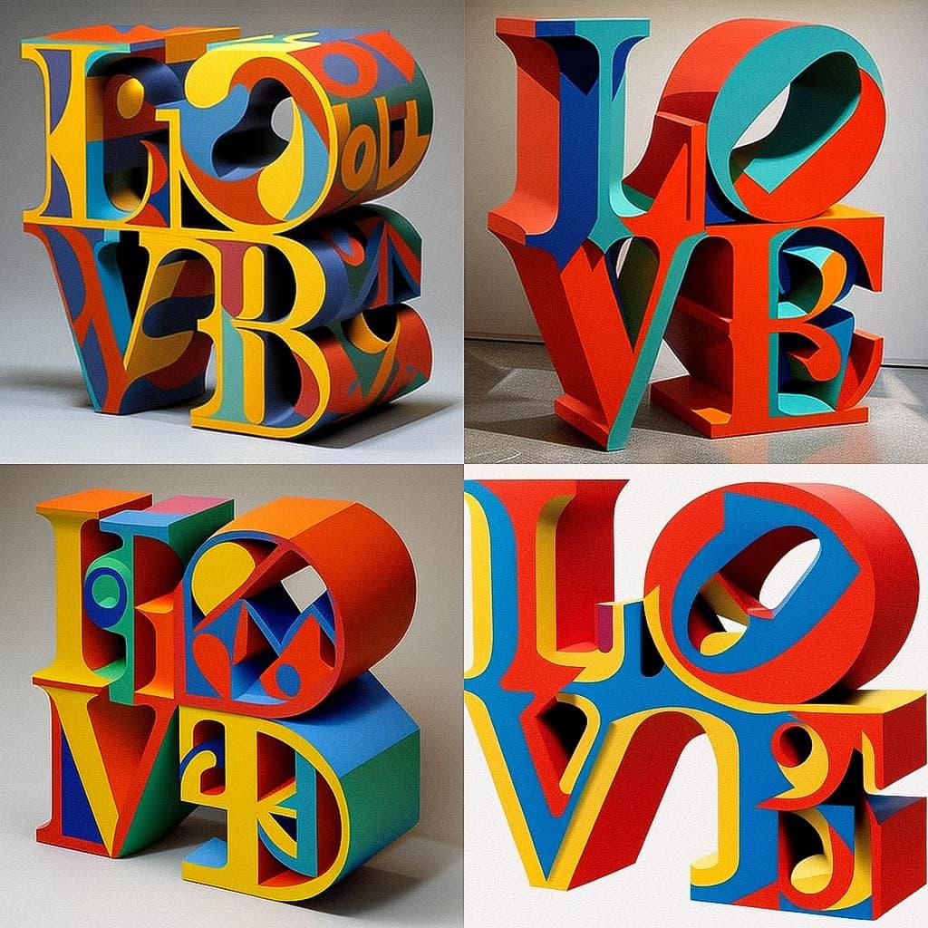 Robert Indiana style, Midjourney V4, render 1 of 4