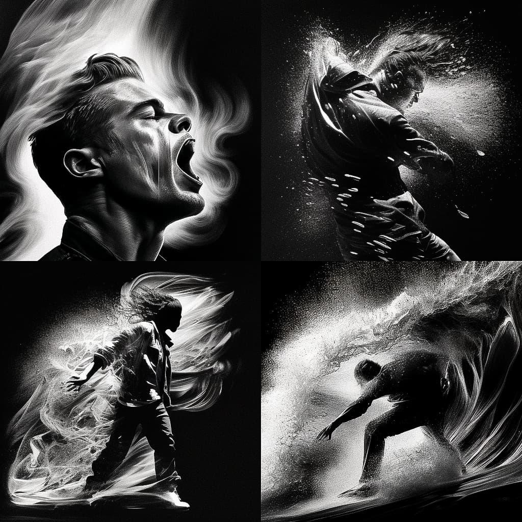 Robert Longo style, Midjourney V4, render 1 of 4