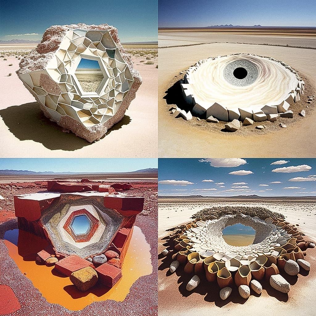 Robert Smithson style, Midjourney V4, render 1 of 4