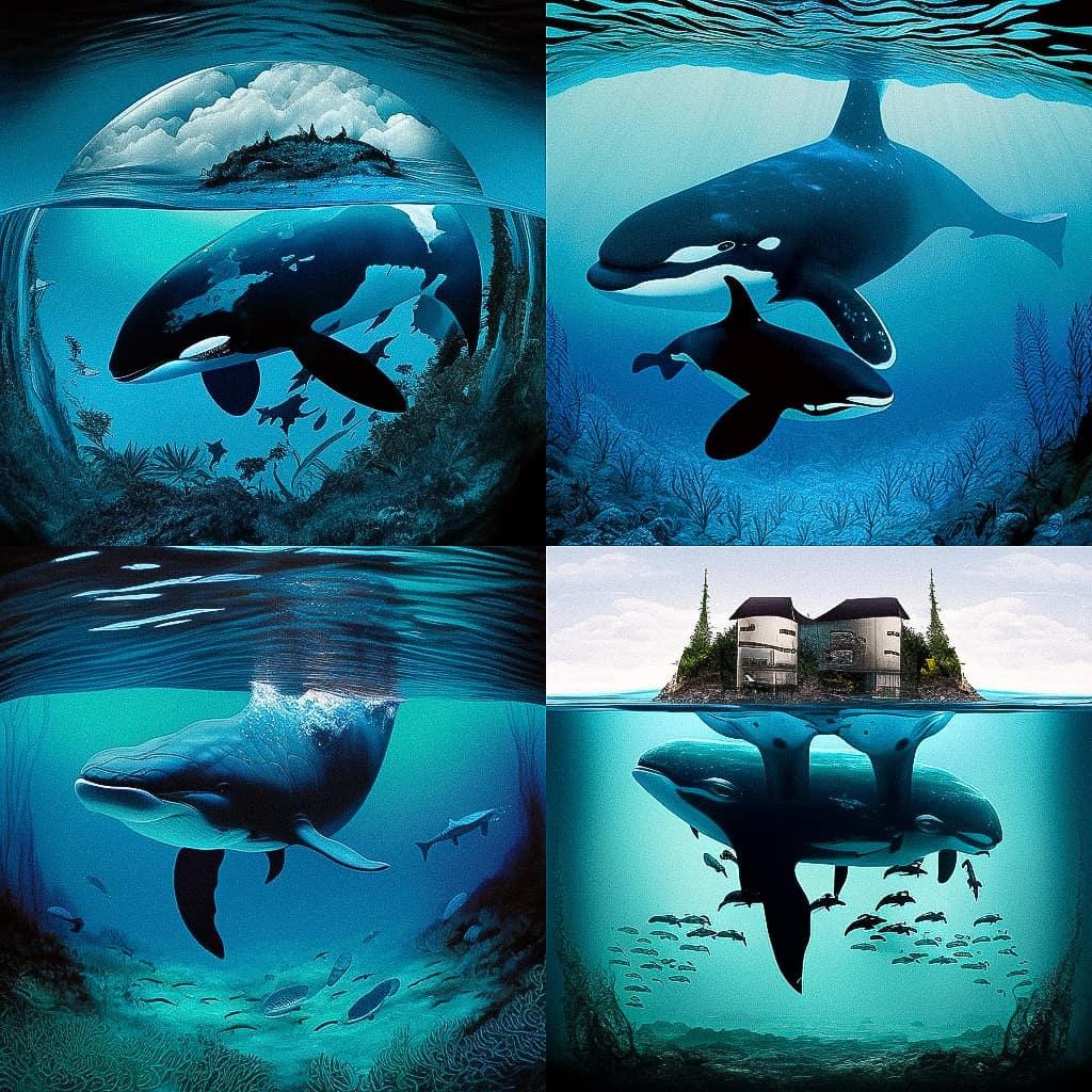 Robert Wyland style, Midjourney V4, render 1 of 4