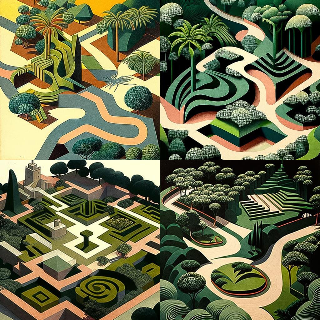Roberto Burle Marx style, Midjourney V4, render 1 of 4