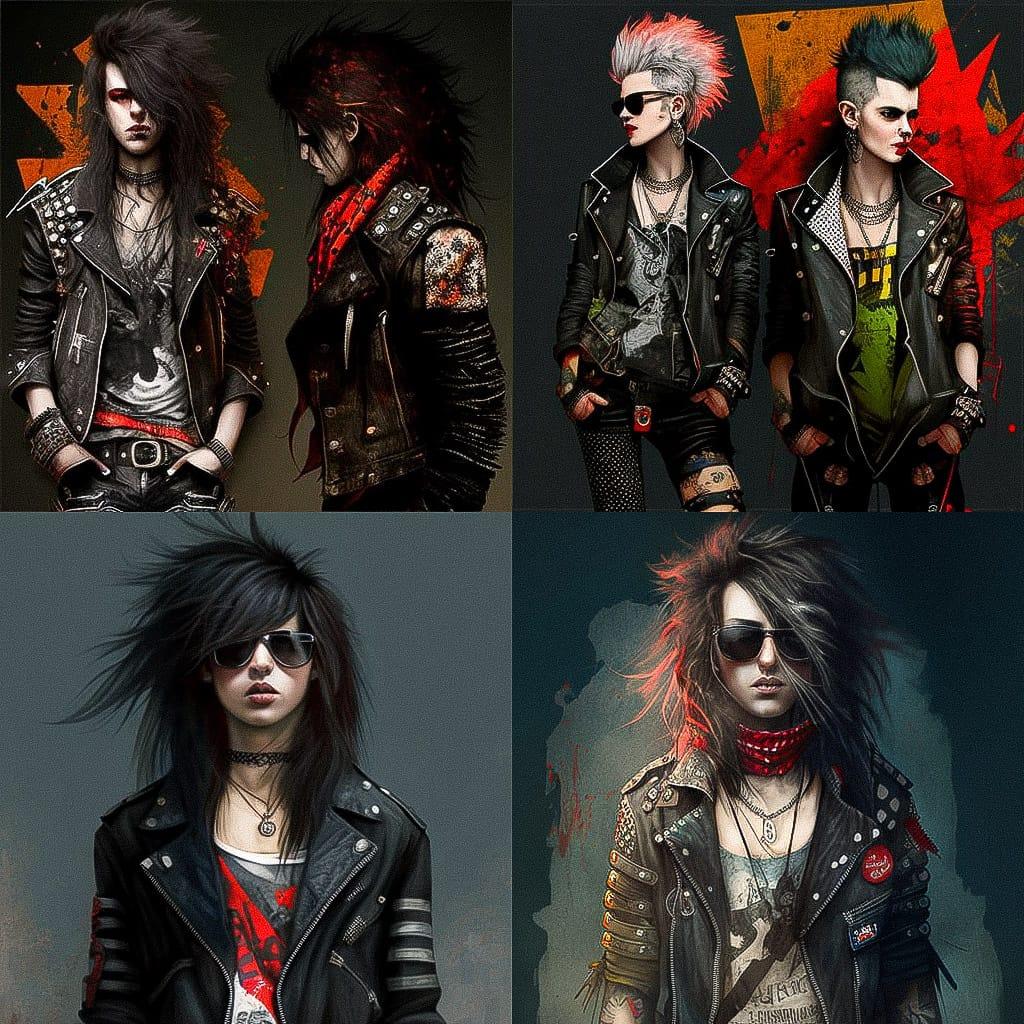 Rocker fashion style, Midjourney V4, render 1 of 4