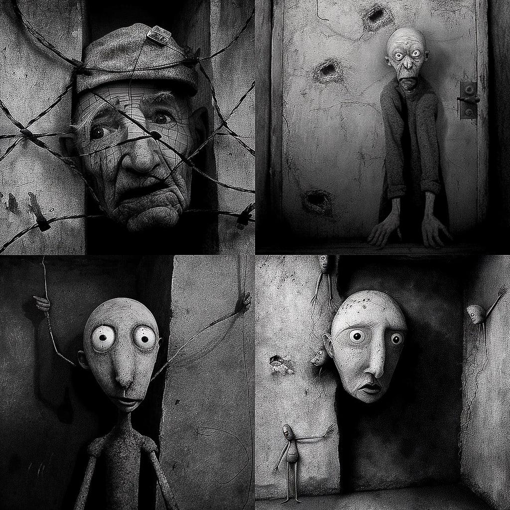 Roger Ballen style, Midjourney V4, render 1 of 4