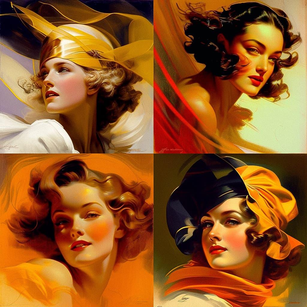 Rolf Armstrong style, Midjourney V4, render 1 of 4