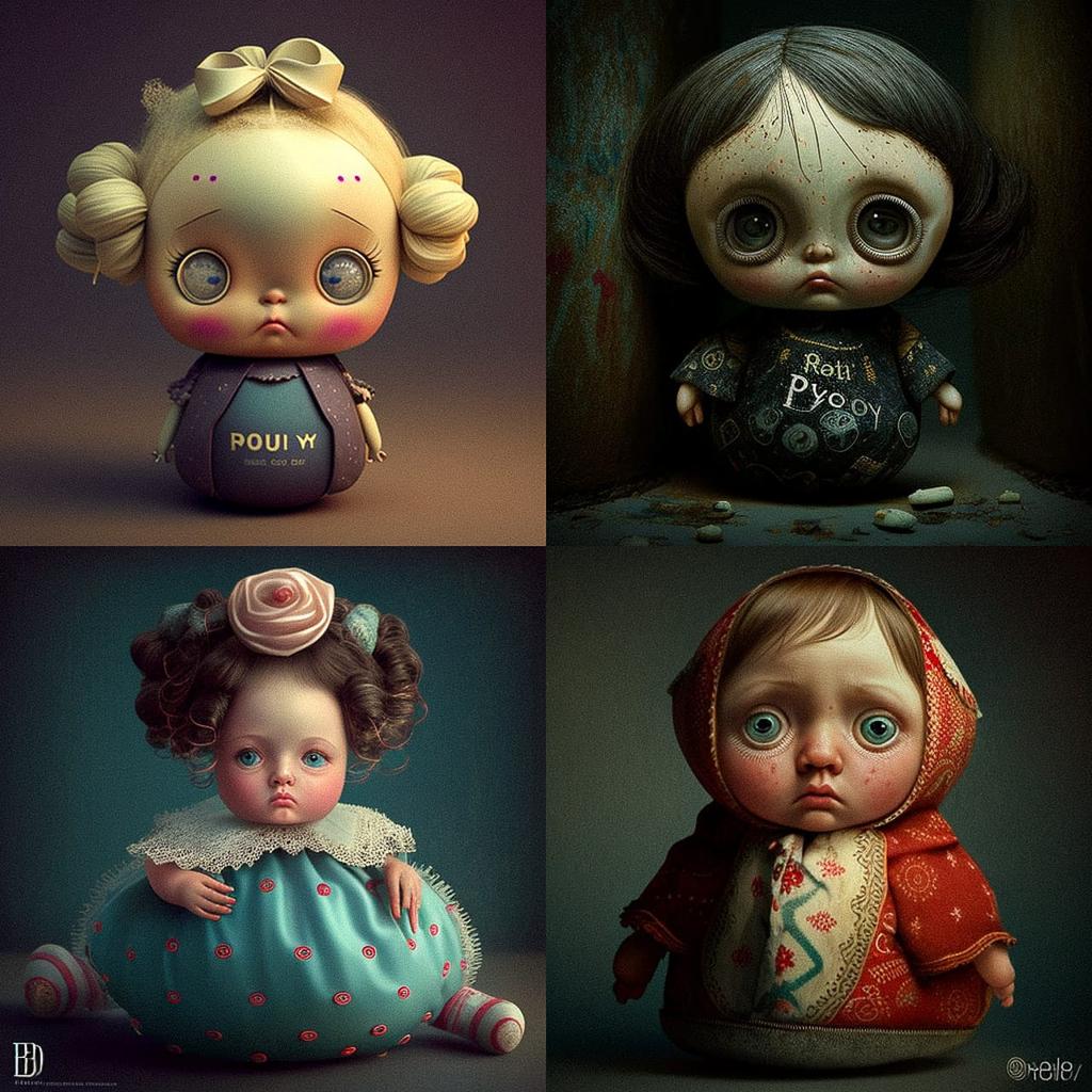 Roly-poly doll style, Midjourney V4, render 1 of 4