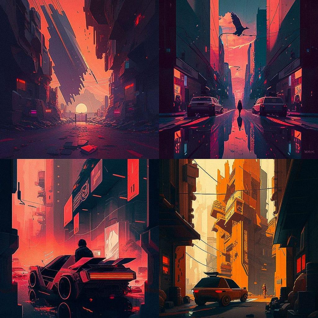 Romain Trystram style, Midjourney V4, render 1 of 4