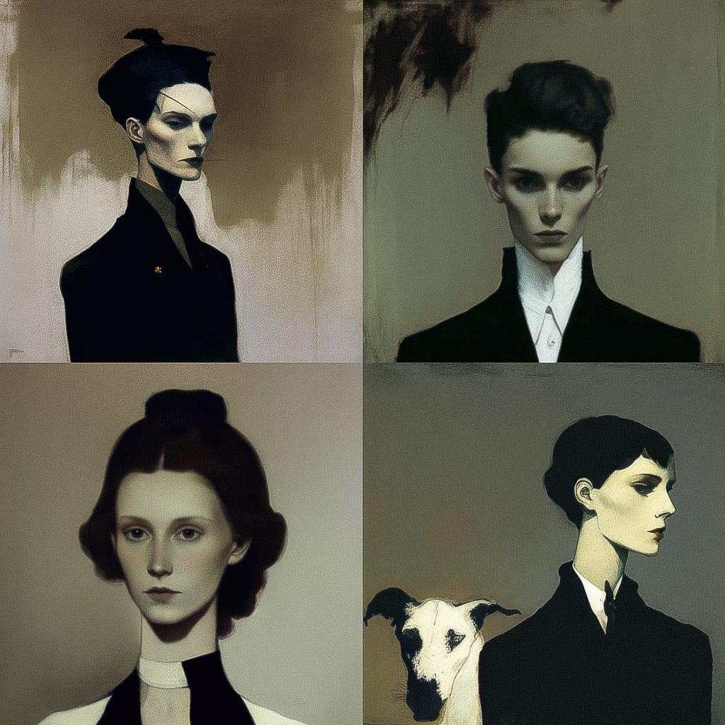 Romaine Brooks style, Midjourney V4, render 1 of 4