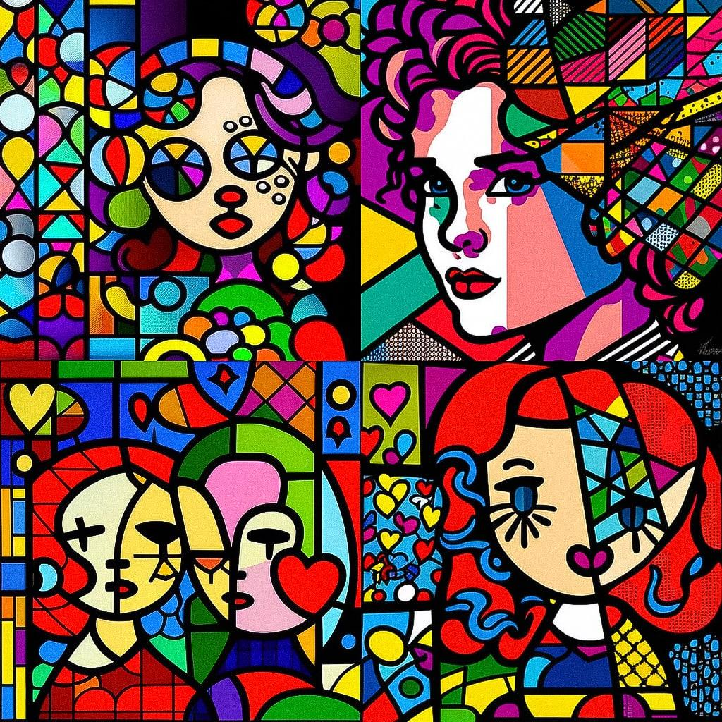 Romero Britto style, Midjourney V4, render 1 of 4