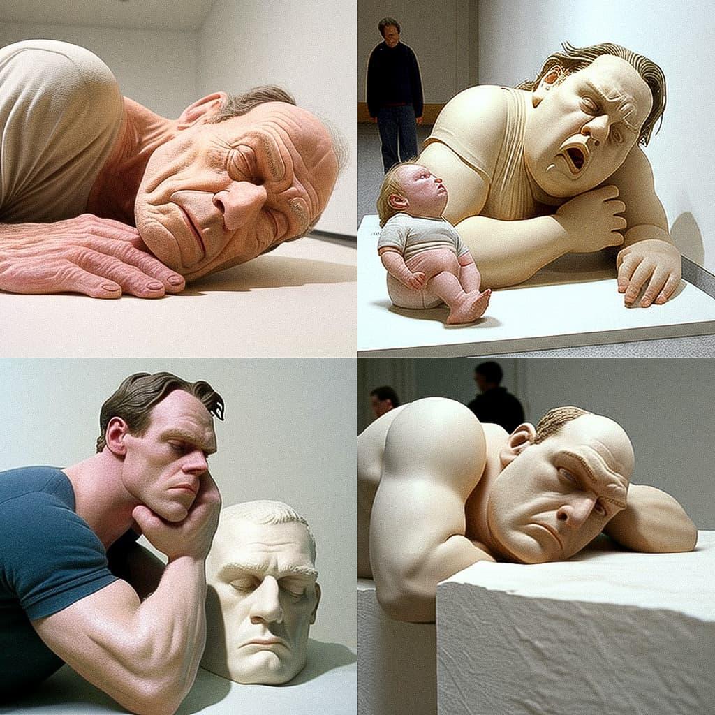 Ron Mueck style, Midjourney V4, render 1 of 4