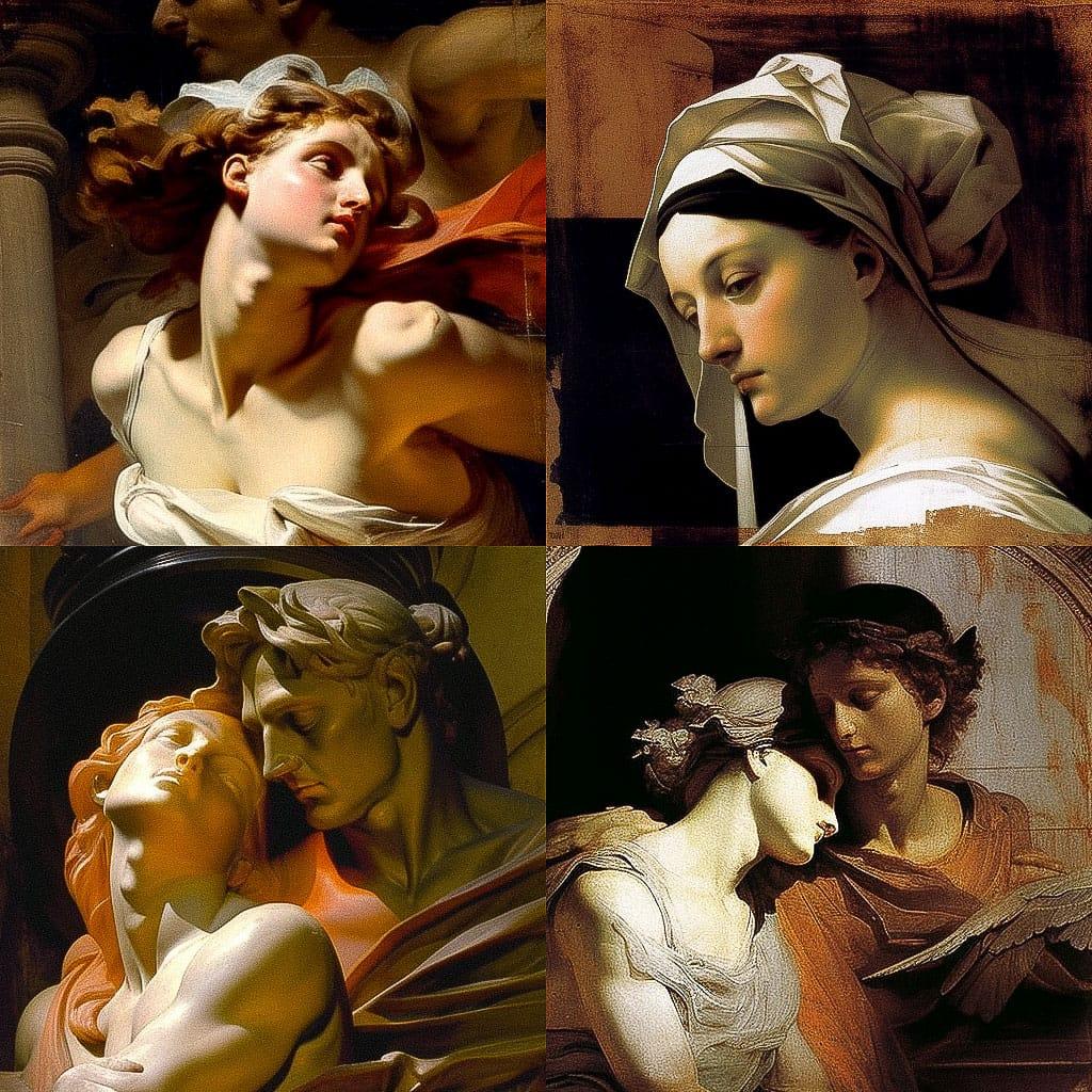 Rosso Fiorentino style, Midjourney V4, render 1 of 4