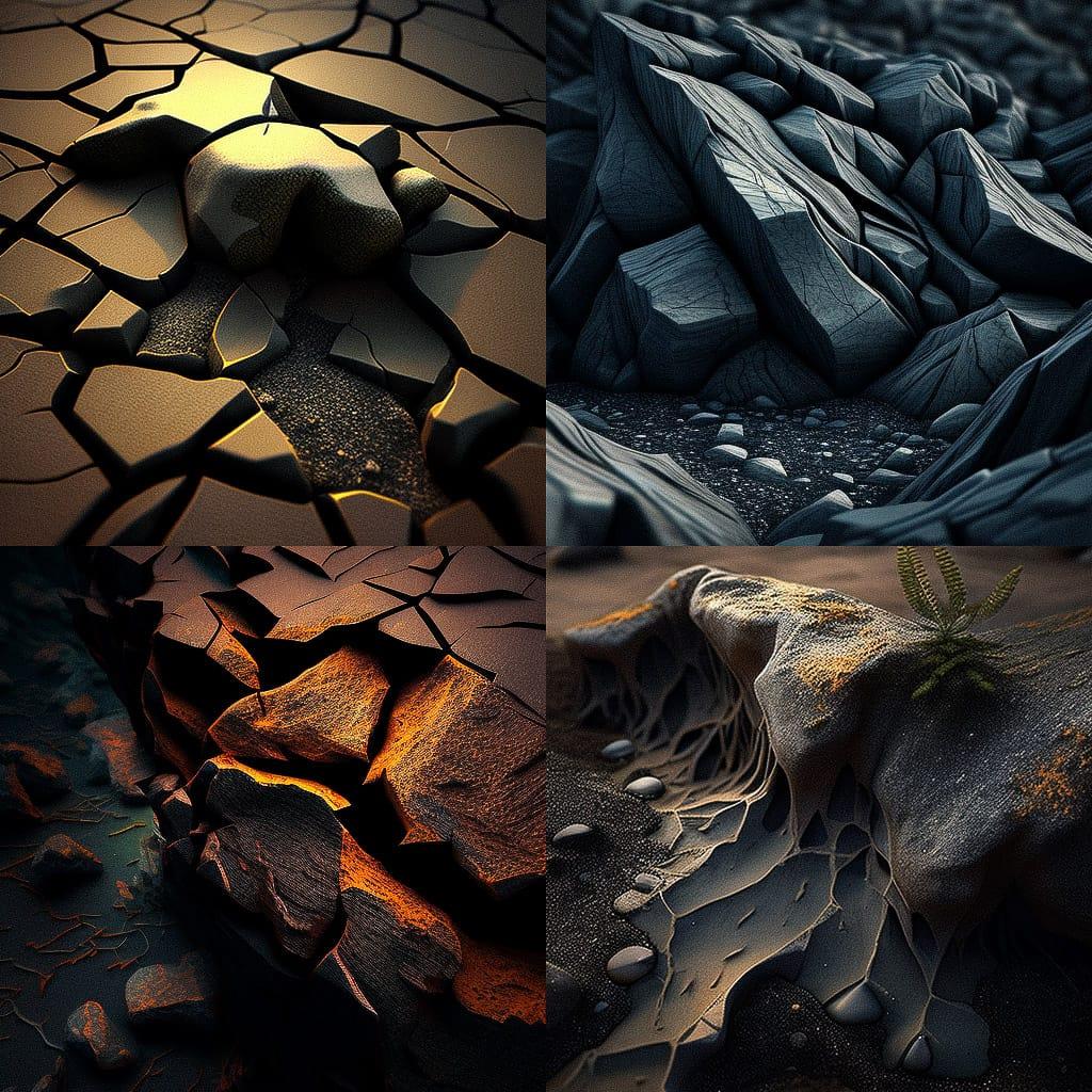 Rough surface style, Midjourney V4, render 1 of 4