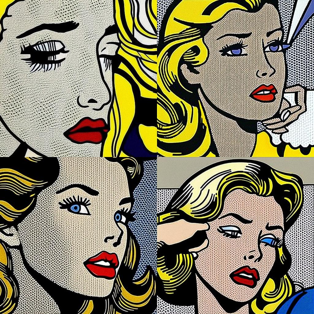 Roy Lichtenstein style, Midjourney V4, render 1 of 4