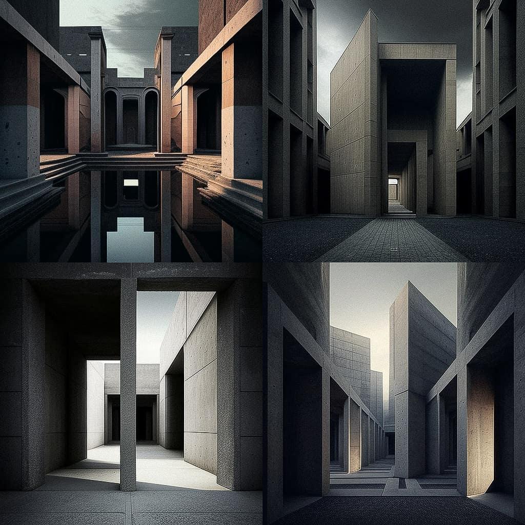 Rudolf Olgiati style, Midjourney V4, render 1 of 4