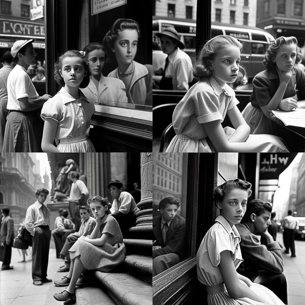 Ruth Orkin style, Midjourney V4, render 1 of 4