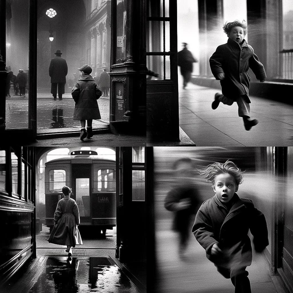 Sabine Weiss style, Midjourney V4, render 1 of 4