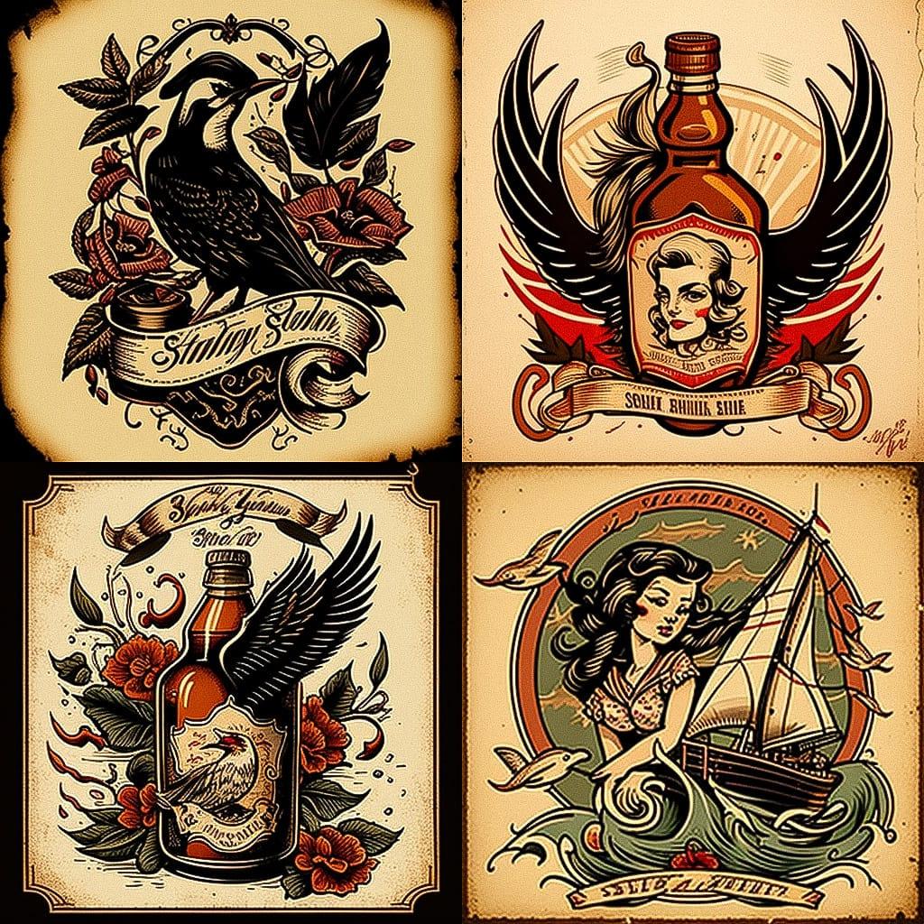 Sailor Jerry style, Midjourney V4, render 1 of 4