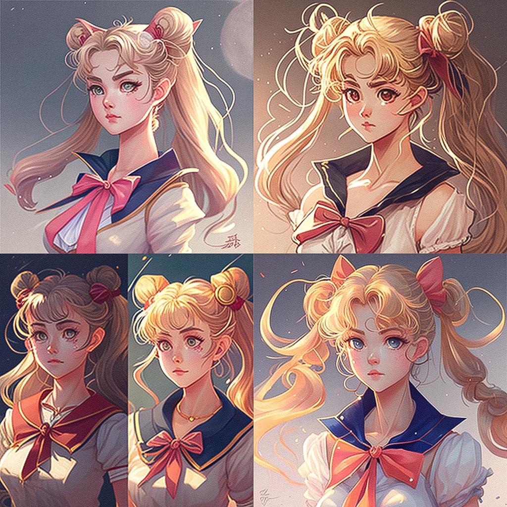 Sailor Moon style, Midjourney V4, render 1 of 4