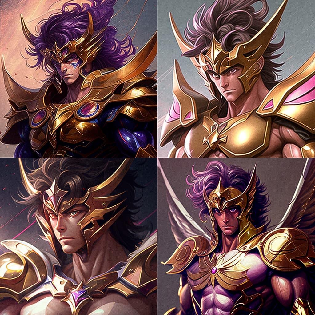 Saint Seiya style, Midjourney V4, render 1 of 4
