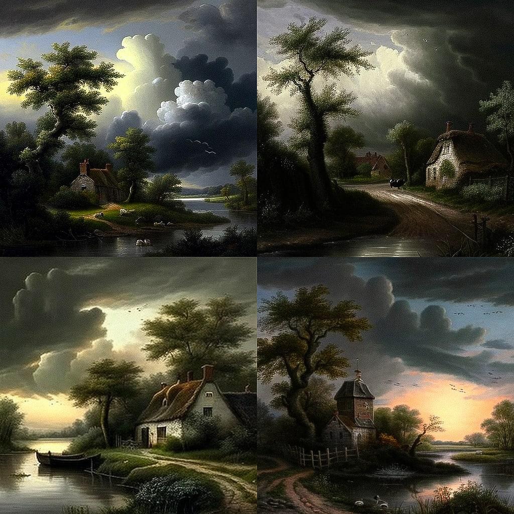 Salomon van Ruysdael style, Midjourney V4, render 1 of 4
