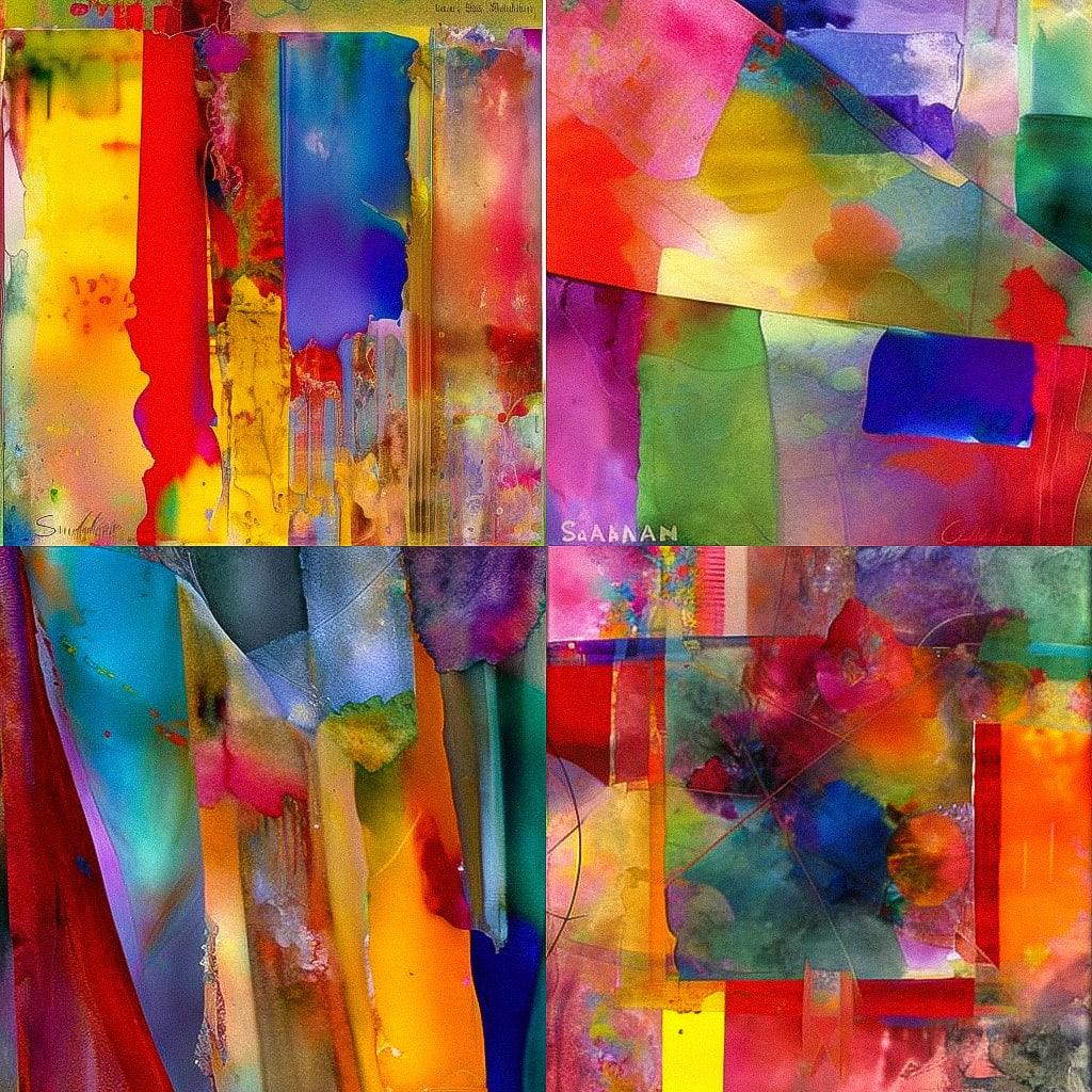 Sam Gilliam style, Midjourney V4, render 1 of 4