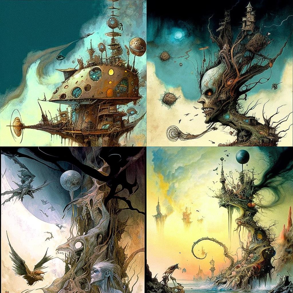 Sam Kieth style, Midjourney V4, render 1 of 4