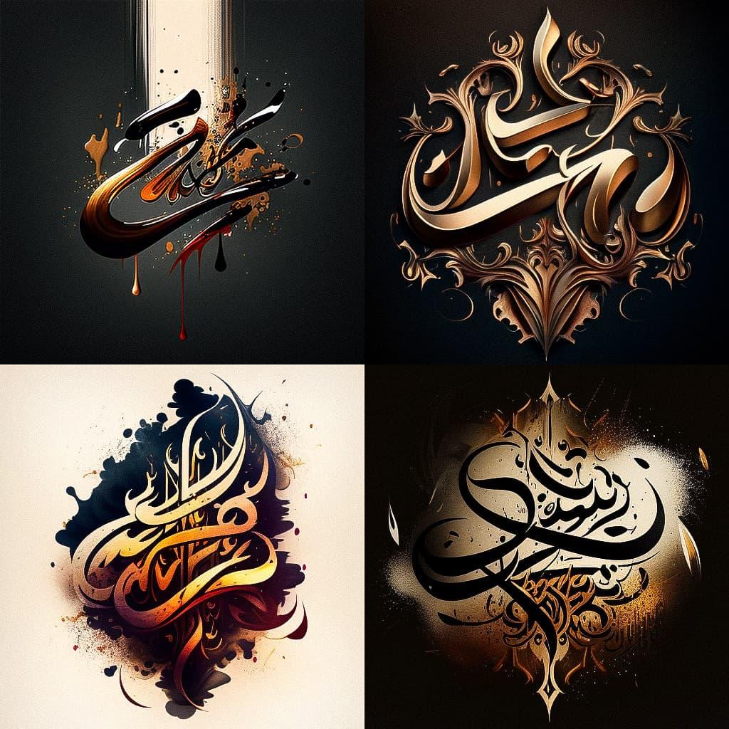Sama Calligraphy style, Midjourney V4, render 1 of 4