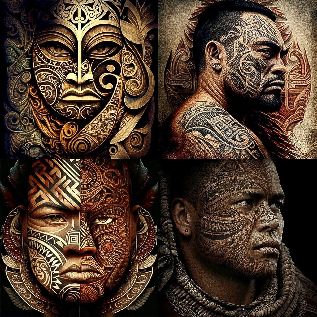 Samoan art style, Midjourney V4, render 1 of 4