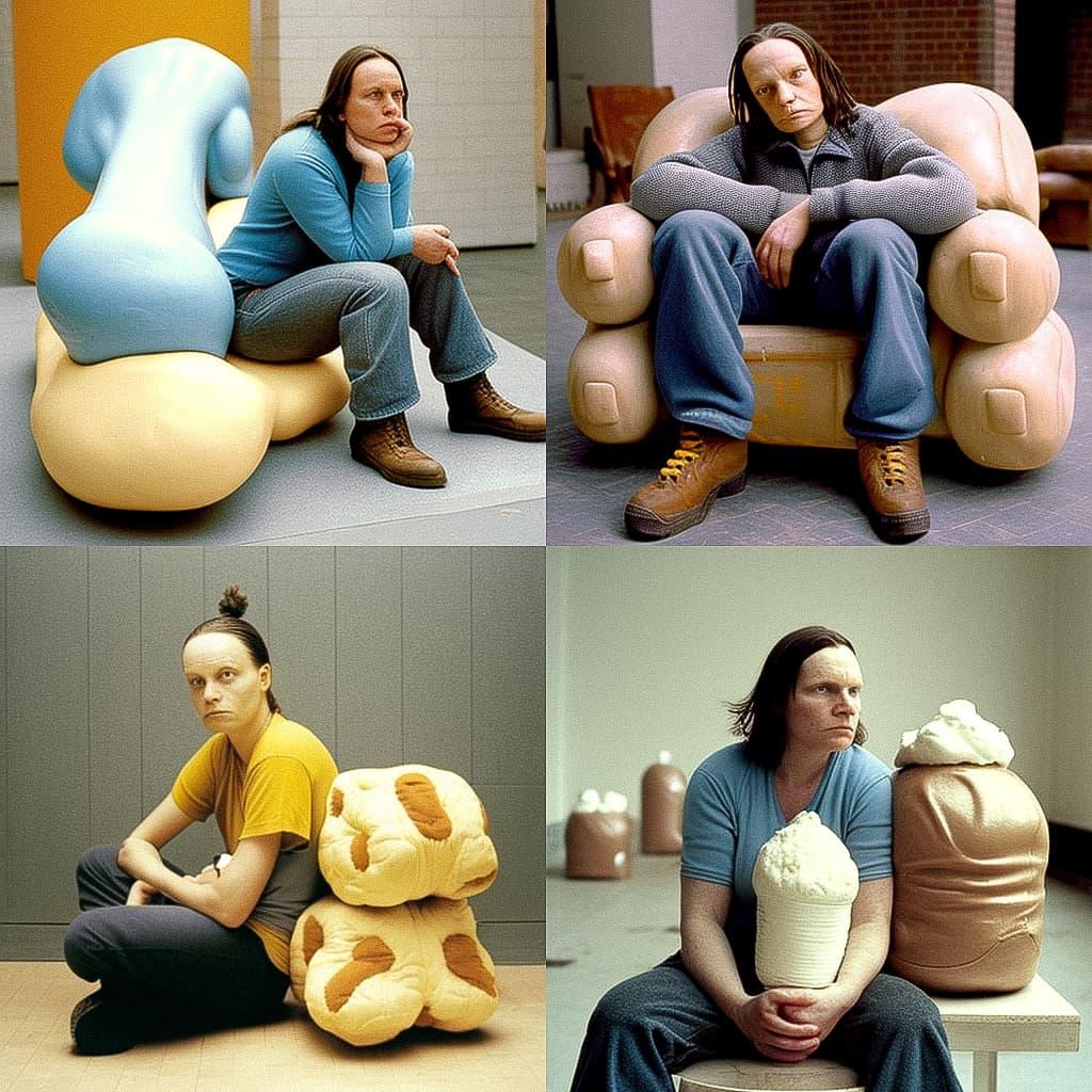 Sarah Lucas style, Midjourney V4, render 1 of 4