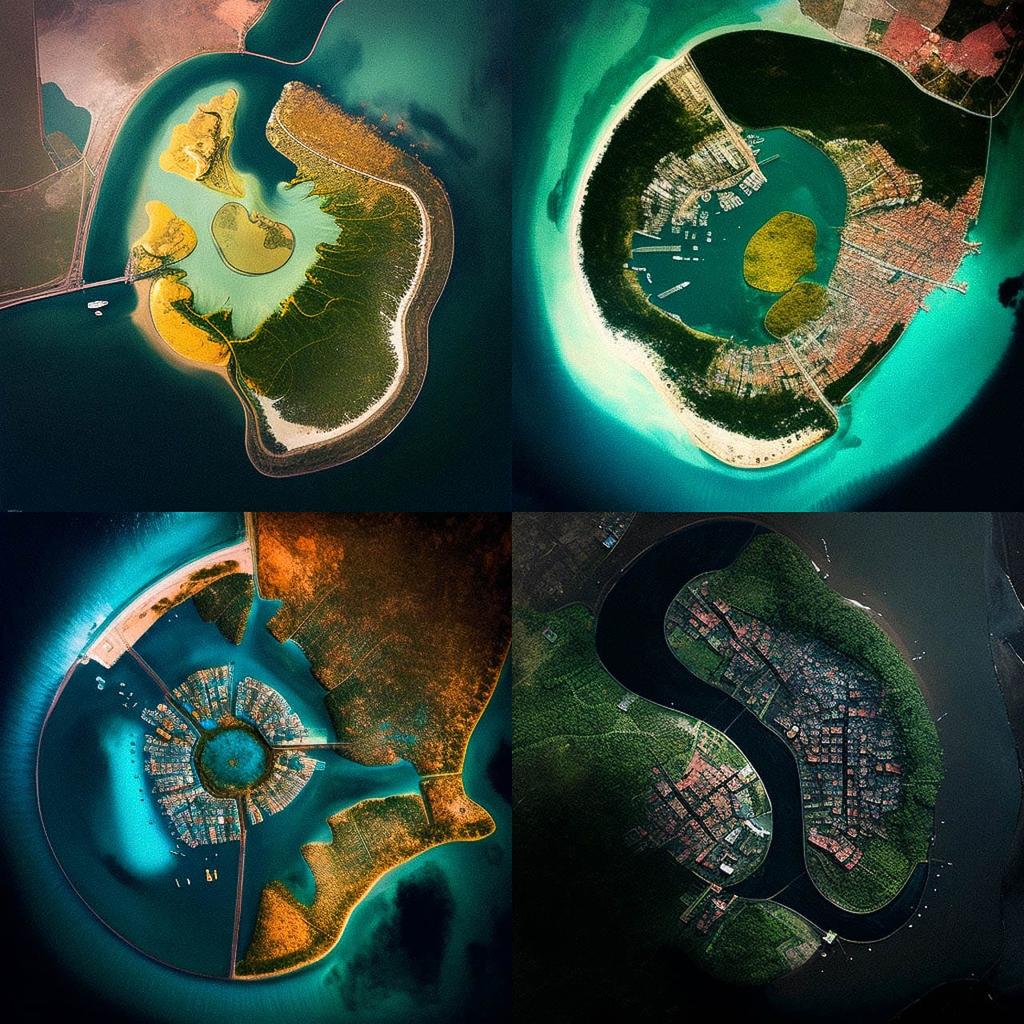 Satellite view style, Midjourney V4, render 1 of 4