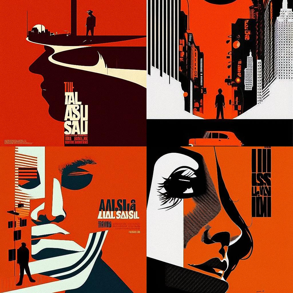 Saul Bass style, Midjourney V4, render 1 of 4