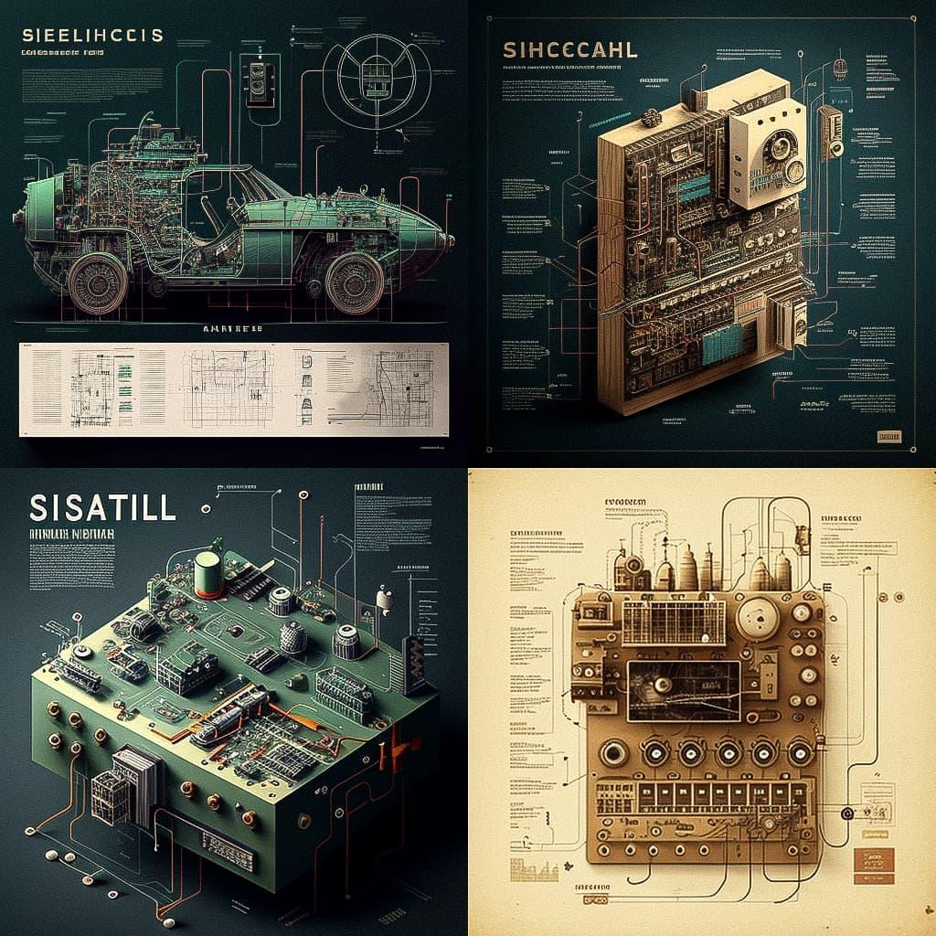 Schematics style, Midjourney V4, render 1 of 4